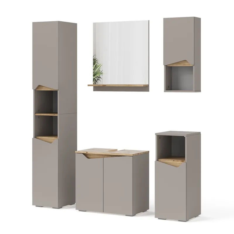 Expediere rapidă Set mobilier baie Marelle Greige 5 părți Vicco