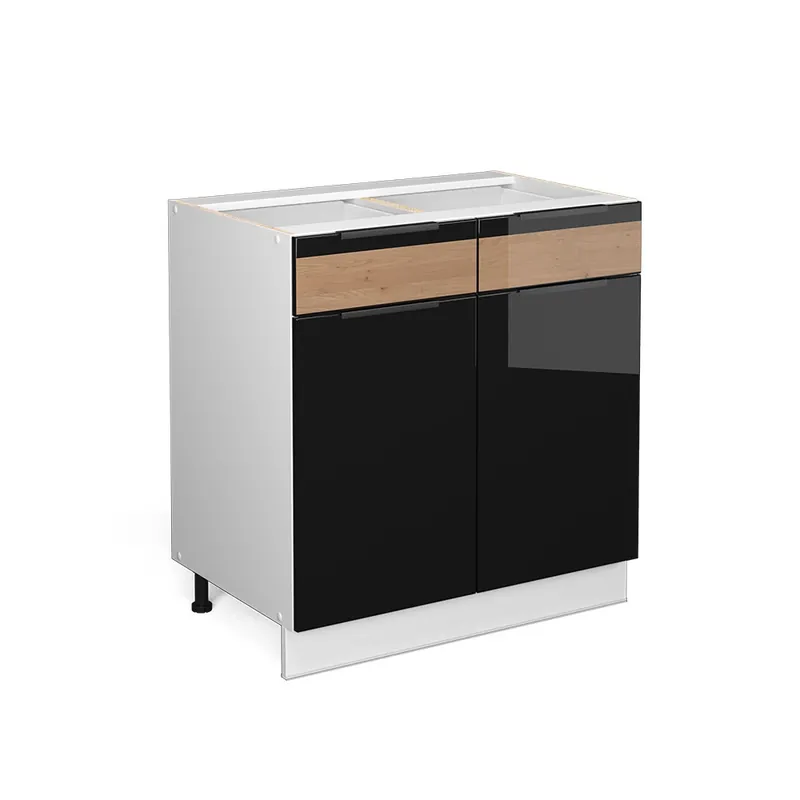 Nu rata Dulap baie Fame-Line Stejar negru lucios/alb 80x82 cm fara blat Vicco