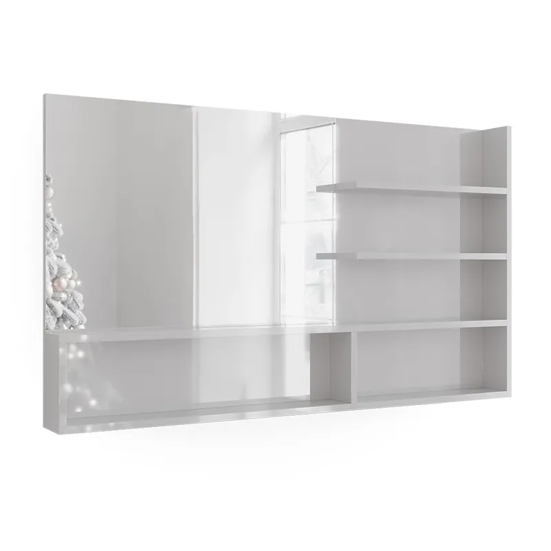 Oglindă suspendată Alb lucios ridicat 119.8x70 cm cu compartimente deschise Vicco Ieftin