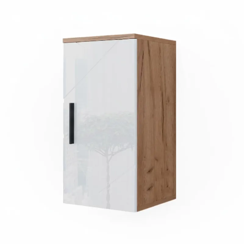 Dulap pentru baie Irma Alb lucios/stejar Goldkraft 30x59 cm cu raft Vicco Preț mic