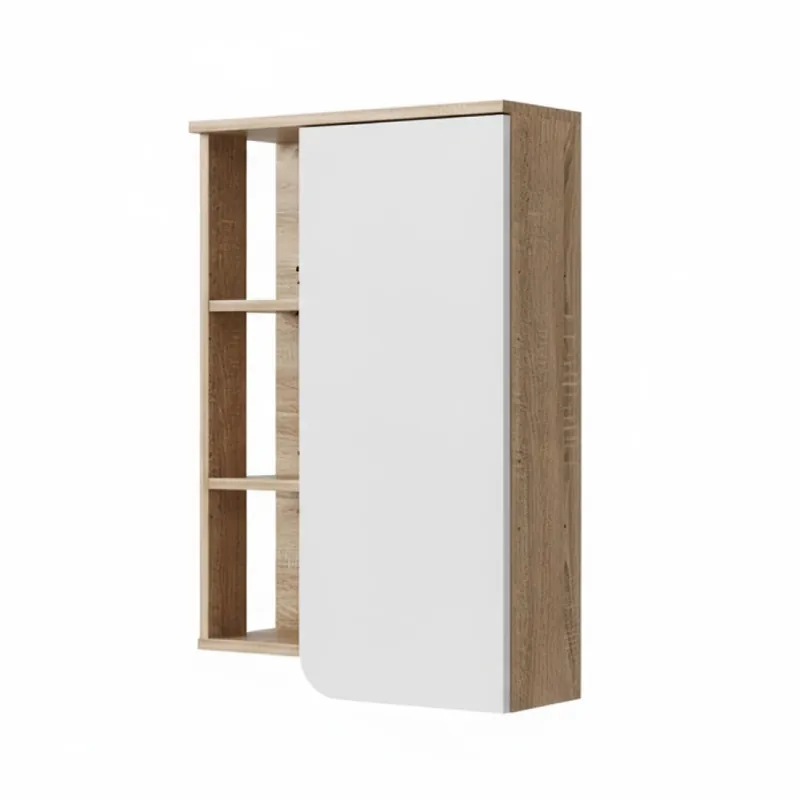 Preț mic Dulap pentru baie Karen Sonoma/Alb 50x75 cm cu ușă și compartimente deschise Vicco