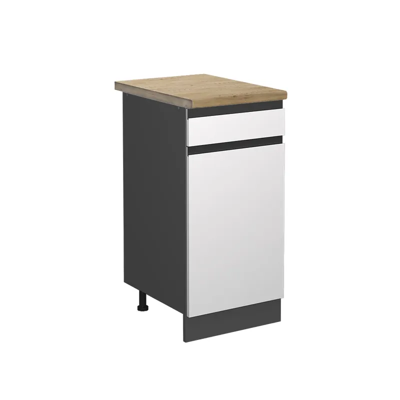 Noutate Dulap de bază de bucătărie R-Line Alb 40 cm , AP Stejar Vicco