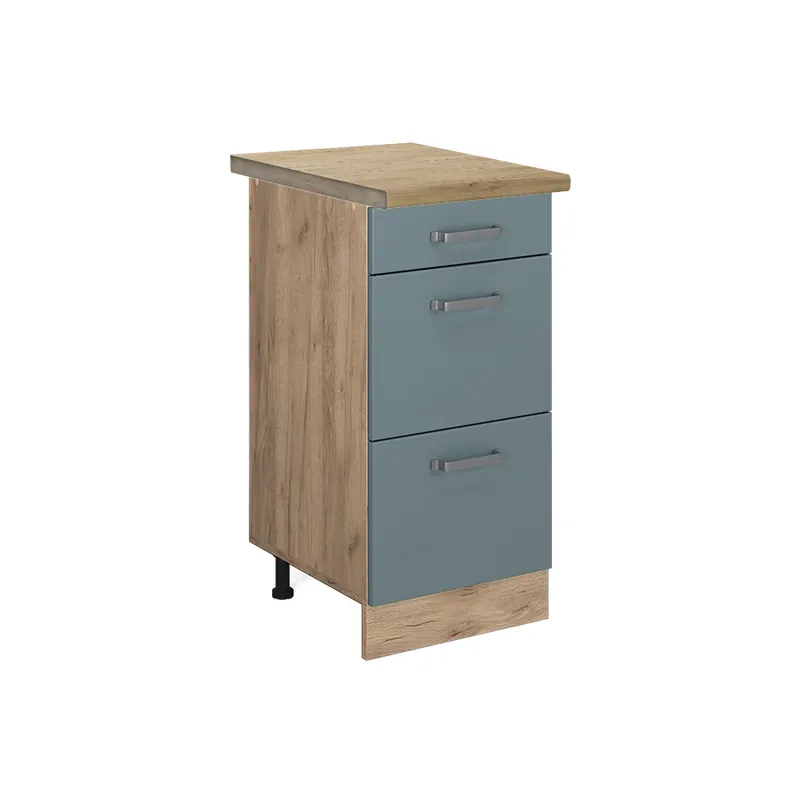 Dulap de bază de bucătărie R-Line Albastru-gri 40 cm cu sertare, stejar AP Vicco Cumpără acum