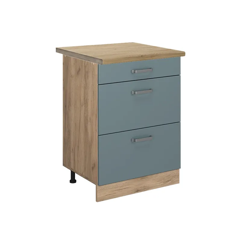 Dulap de bază de bucătărie R-Line Albastru-gri 60 cm cu sertare, stejar AP Vicco Bestseller