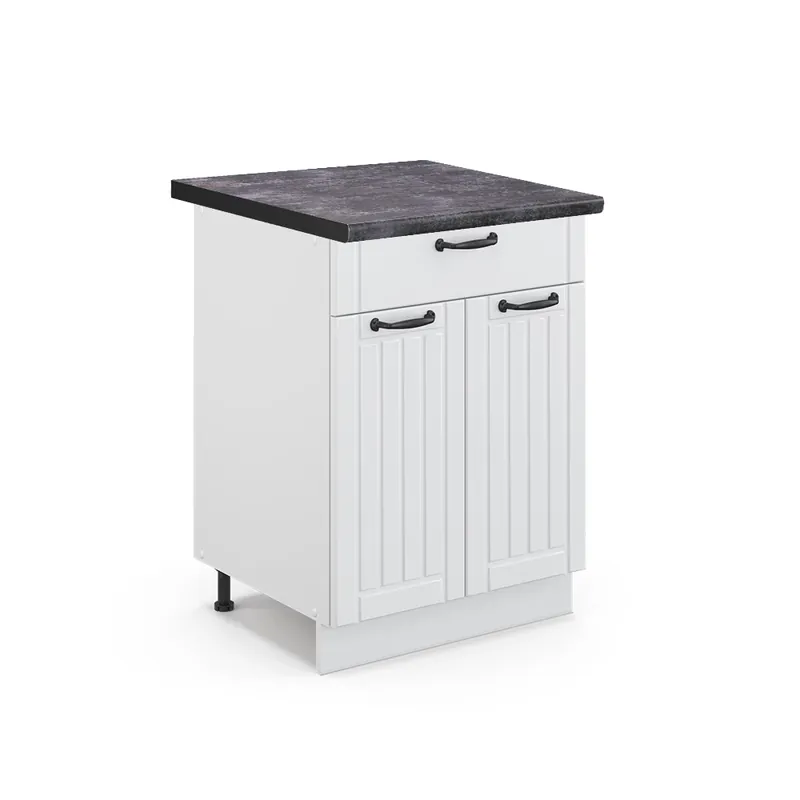 Dulap de bază de bucătărie Fame-Line Casă de țară albă 60 cm cu sertar, AP antracit Vicco Bestseller