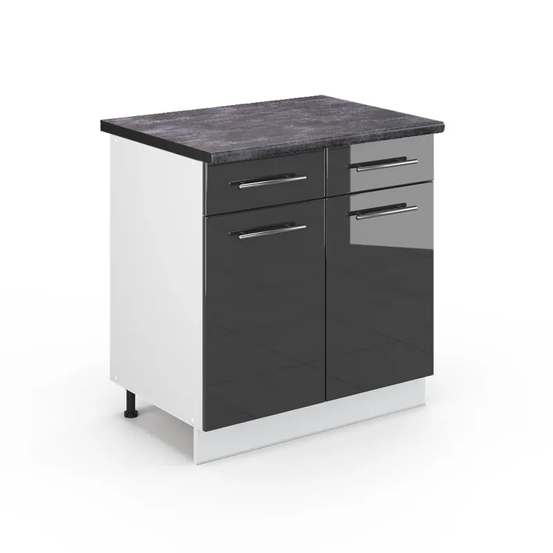 Dulap de bază de bucătărie Fame-Line Antracit lucios ridicat 80 cm , AP Antracit Vicco Disponibil imediat