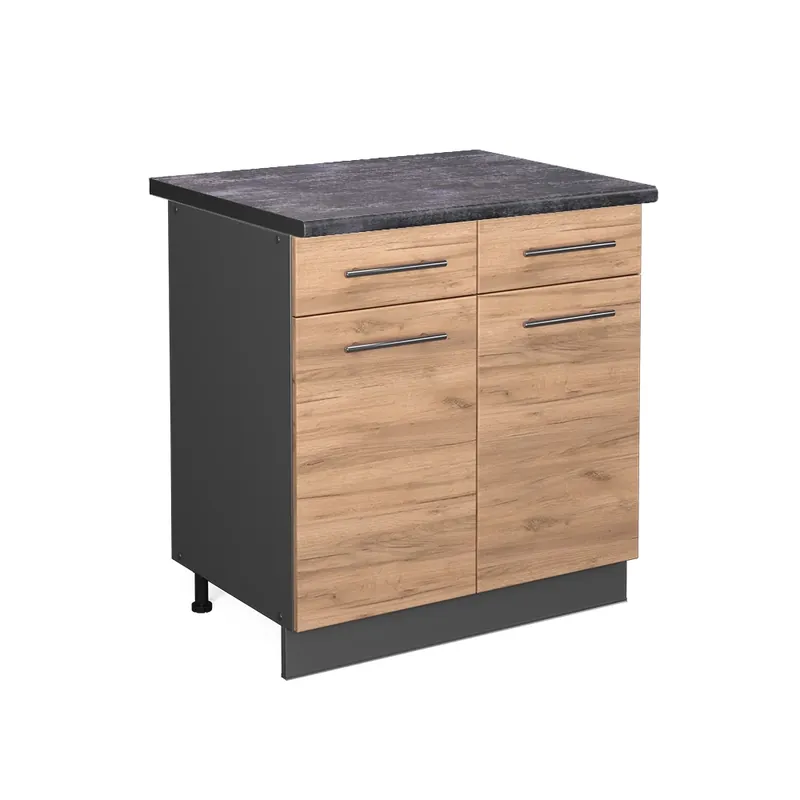 Preț mic Dulap de bază de bucătărie Fame-Line Stejar Goldkraft 80 cm , AP Antracit Vicco
