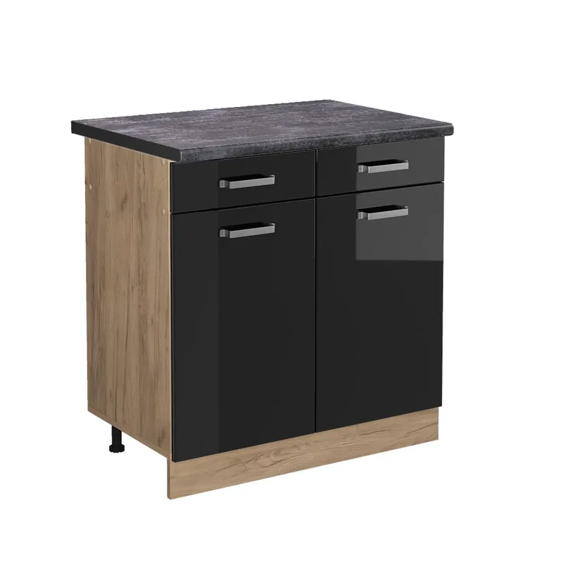 Dulap de bază de bucătărie R-Line Negru lucios ridicat 80 cm , AP Antracit Vicco Reducere