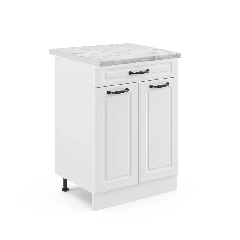 Comandă acum Dulap de bază de bucătărie R-Line Casă de țară albă 60 cm cu sertar, marmura AP Vicco