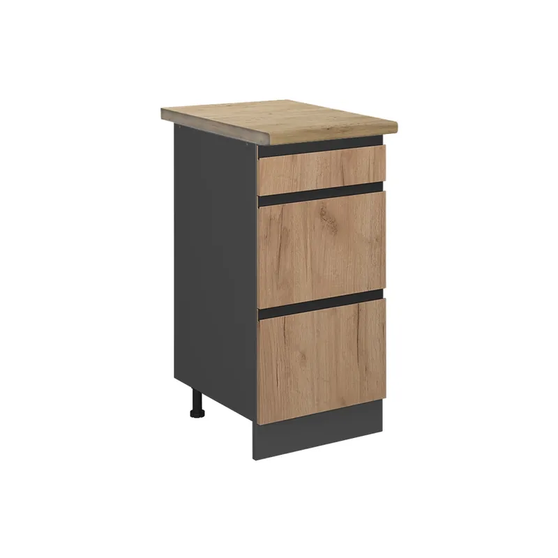 Reducere specială Dulap de bază de bucătărie R-Line Stejar Goldkraft 40 cm cu sertare, stejar AP Vicco
