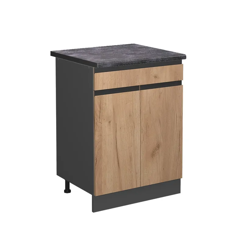 Dulap de bază de bucătărie R-Line Stejar Goldkraft 60 cm , AP Antracit Vicco Mai ieftin