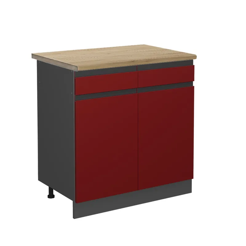 Dulap de bază de bucătărie R-Line Roşu 80 cm , AP Stejar Vicco Expediere rapidă