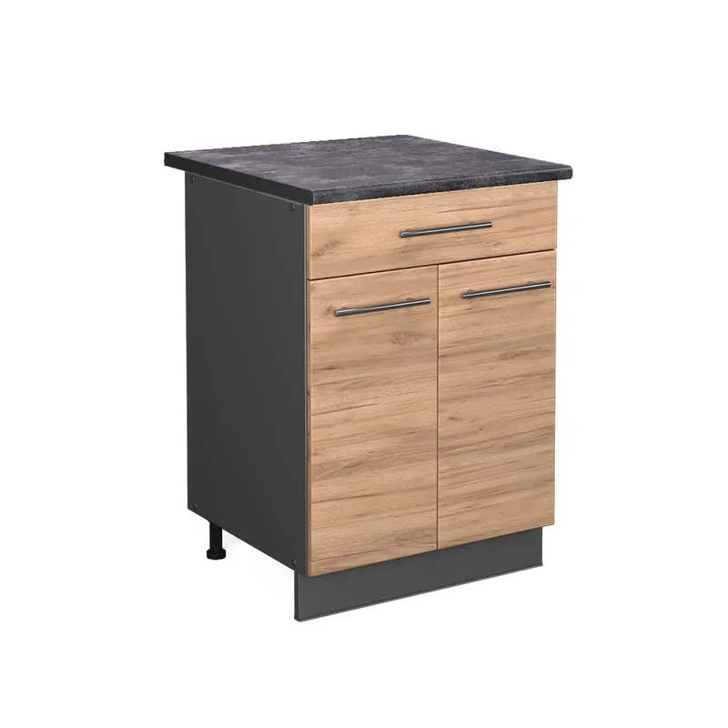 Dulap de bază de bucătărie Fame-Line Stejar Goldkraft 60 cm cu sertar, AP antracit Vicco Ultima șansă