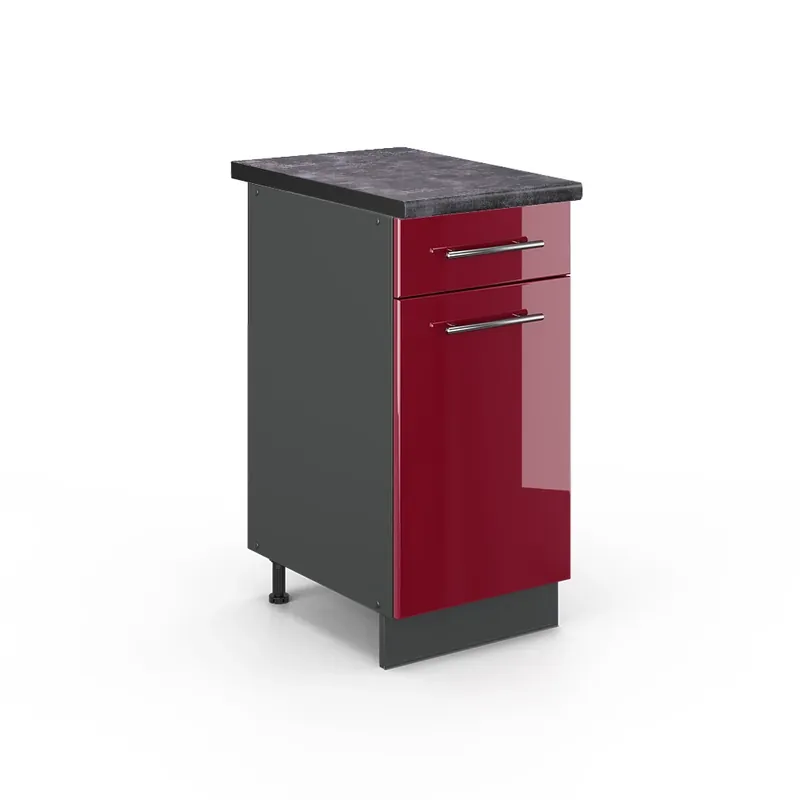 Reducere Dulap de bază de bucătărie Fame-Line Bordeaux lucios ridicat 40 cm , AP Antracit Vicco