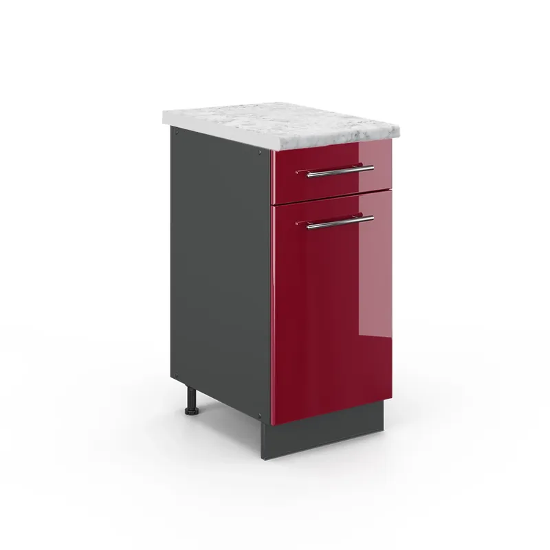 Ofertă limitată Dulap de bază de bucătărie Fame-Line Bordeaux lucios ridicat 40 cm , AP Marmură Vicco