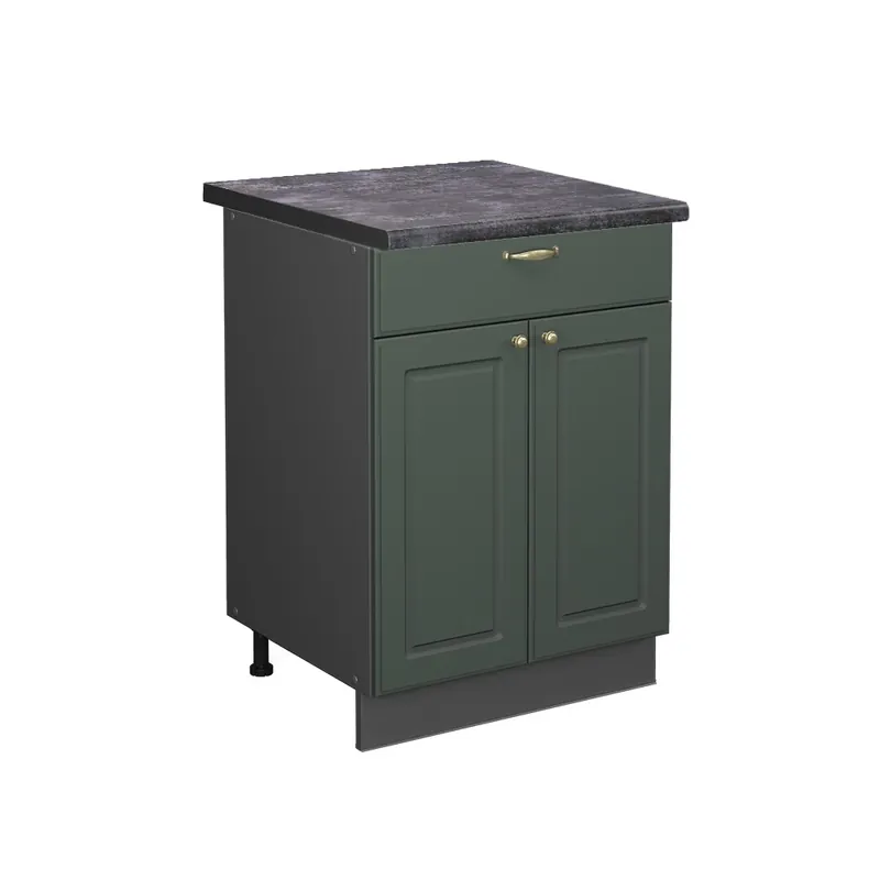 Vezi acum Dulap de bază de bucătărie Fame-Line Casă de țară verde și aurie 60 cm cu sertar, AP antracit Vicco