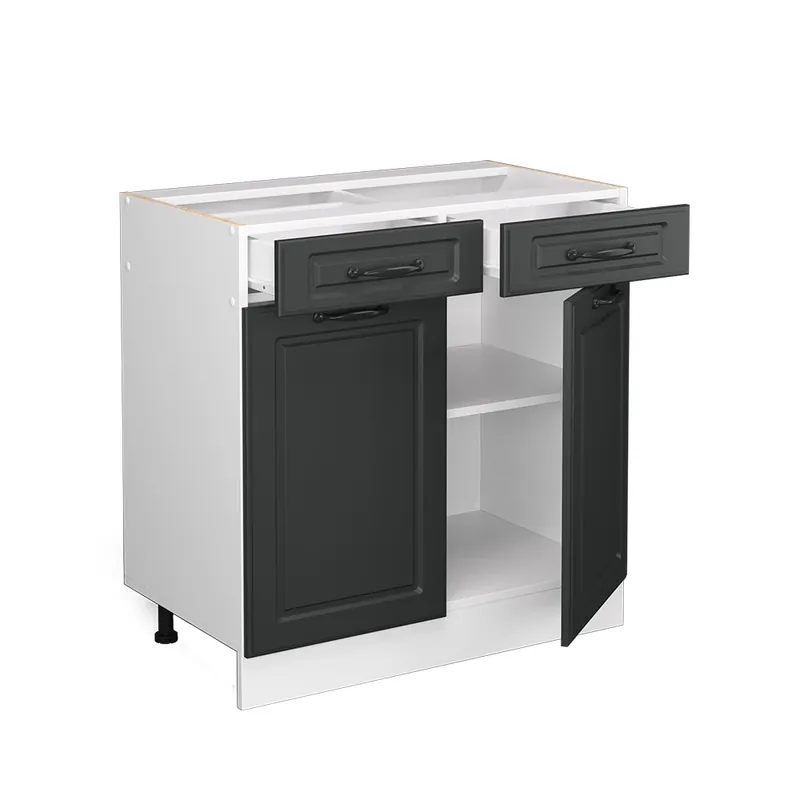 Promoție Dulap de bază de bucătărie R-Line Casă de țară antracit 80 cm , AP Stejar Vicco