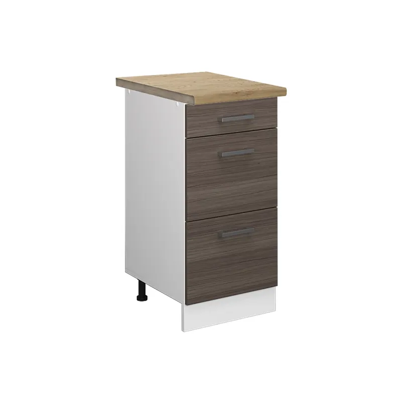 Promoție Dulap de bază de bucătărie R-Line Gri nobil 40 cm cu sertare, stejar AP Vicco
