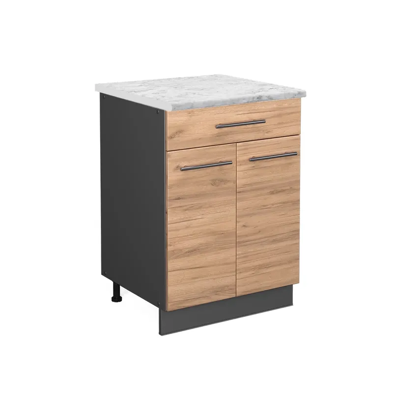 Dulap de bază de bucătărie Fame-Line Stejar Goldkraft 60 cm cu sertar, marmura AP Vicco Reduceri