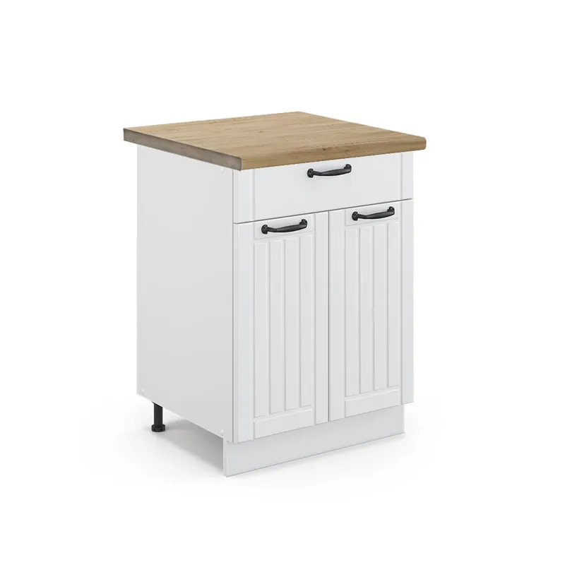 Preț redus Dulap de bază de bucătărie Fame-Line Casă de țară albă 60 cm cu sertar, stejar AP Vicco