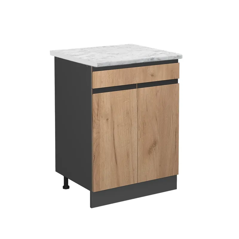 Reducere Dulap de bază de bucătărie R-Line Stejar Goldkraft 60 cm marmură AP Vicco