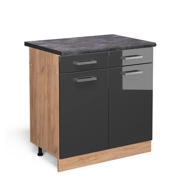 Popular Dulap de bază de bucătărie R-Line Antracit lucios ridicat 80 cm , AP Antracit Vicco
