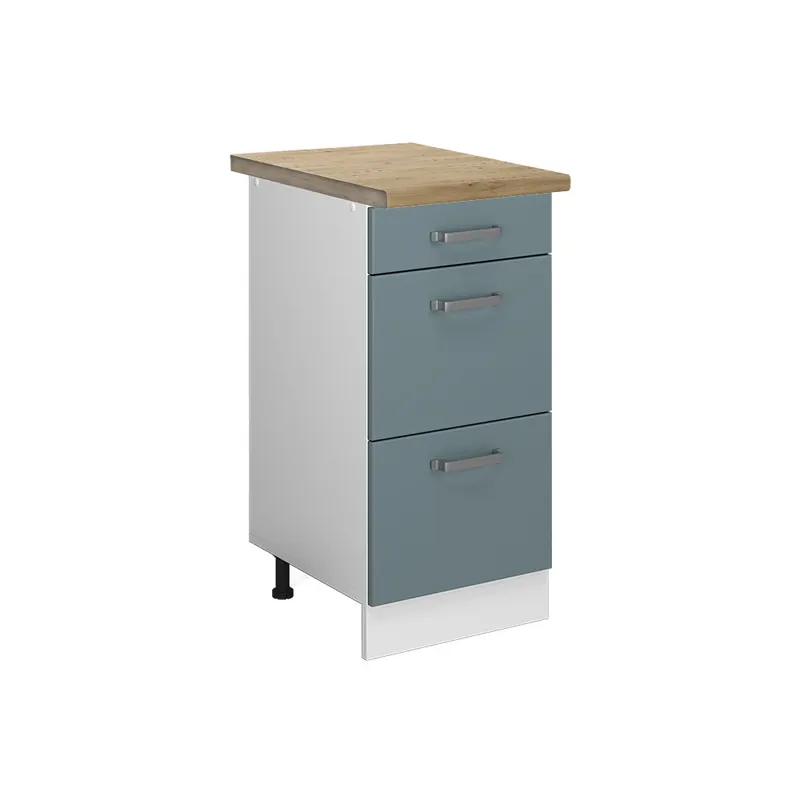 Dulap de bază de bucătărie R-Line Albastru-gri 40 cm cu sertare, stejar AP Vicco Expediere rapidă