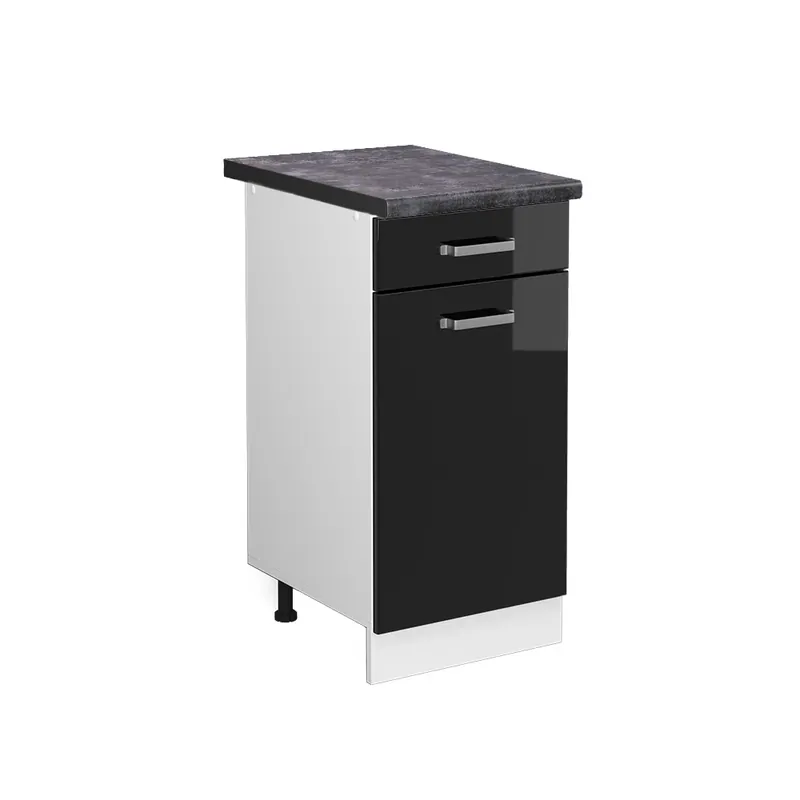 Dulap de bază de bucătărie R-Line Negru lucios ridicat 40 cm , AP Antracit Vicco Disponibil imediat