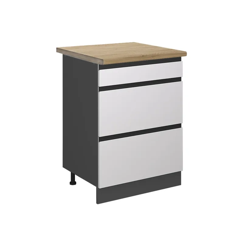 Ofertă specială Dulap de bază de bucătărie R-Line Alb 60 cm cu sertare, stejar AP Vicco