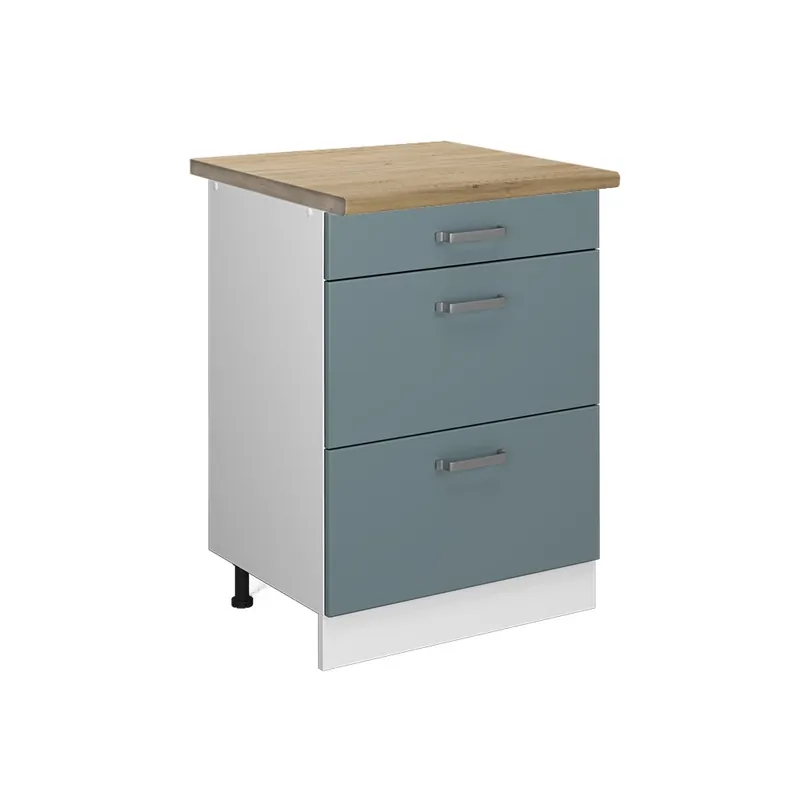 Nu rata Dulap de bază de bucătărie R-Line Albastru-gri 60 cm cu sertare, stejar AP Vicco