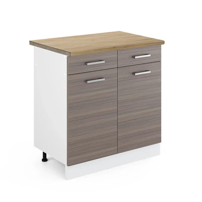 Cumpărături sigure Dulap de bază de bucătărie R-Line Gri nobil 80 cm , AP Stejar Vicco