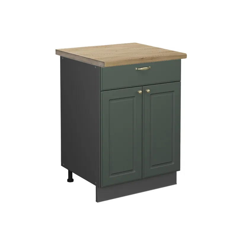 Dulap de bază de bucătărie Fame-Line Casă de țară verde și aurie 60 cm cu sertar, stejar AP Vicco Reducere specială