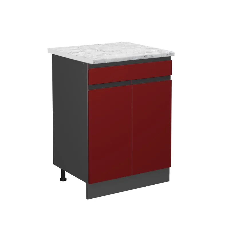 Plată securizată Dulap de bază de bucătărie R-Line Roşu 60 cm marmură AP Vicco