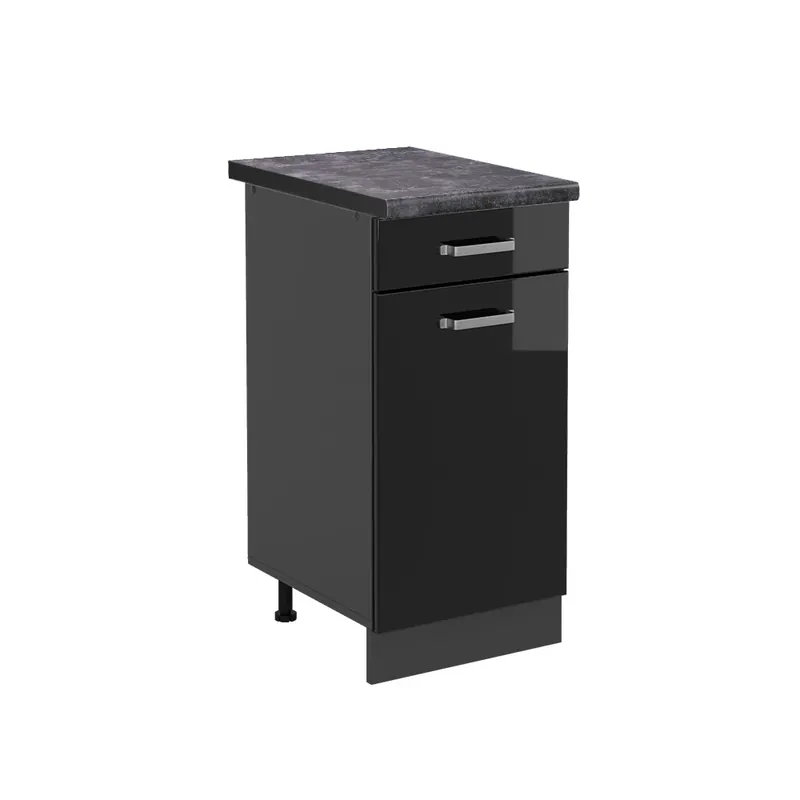 Reducere Dulap de bază de bucătărie R-Line Negru lucios ridicat 40 cm , AP Antracit Vicco