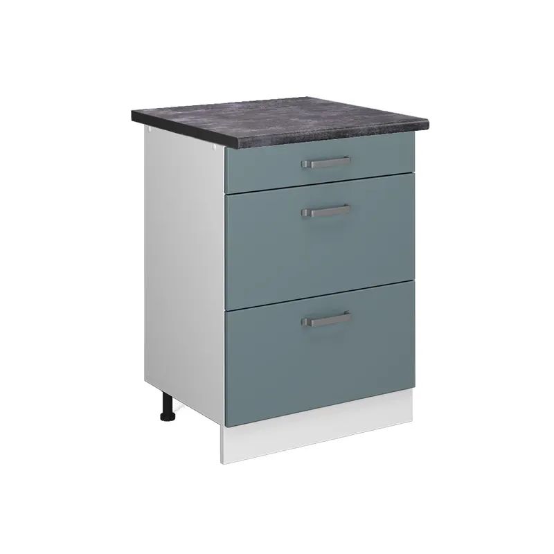 Chilipir Dulap de bază de bucătărie R-Line Albastru-gri 60 cm cu sertare, AP antracit Vicco