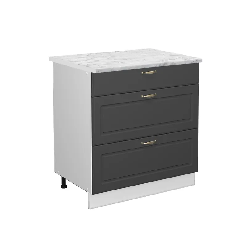 Dulap de bază de bucătărie Fame-Line Aur antracit 80 cm cu 3 sertare, marmura AP Vicco Comandă acum