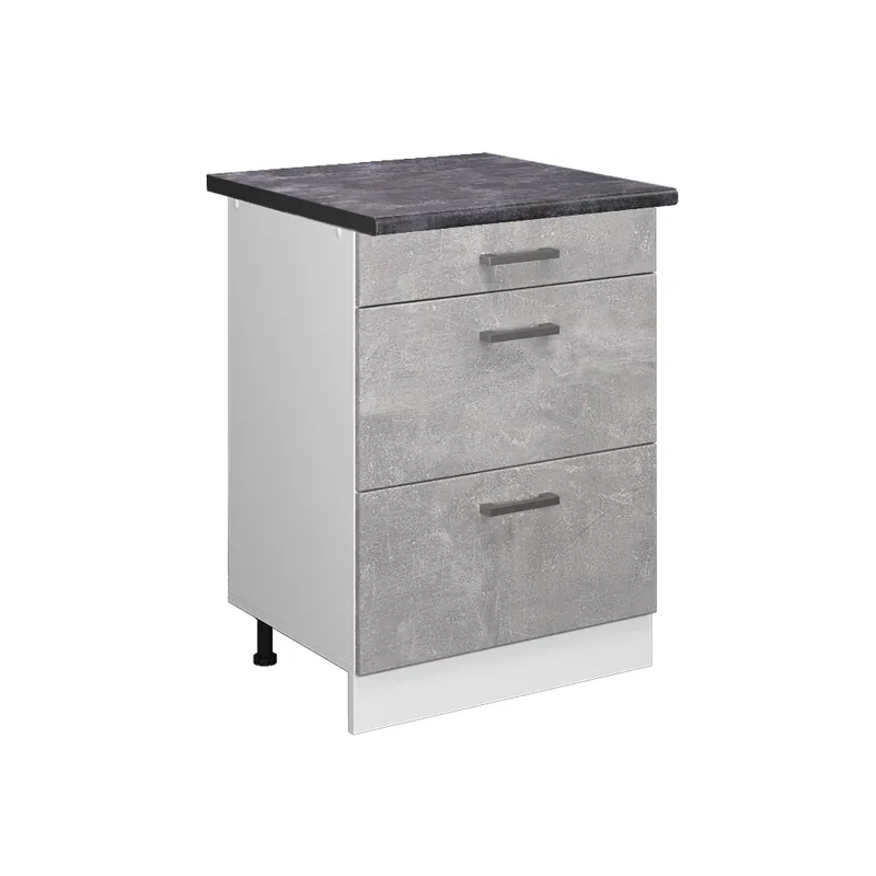 Preț redus Dulap de bază de bucătărie R-Line beton 60 cm cu sertare, AP antracit Vicco