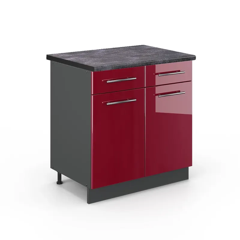 Dulap de bază de bucătărie Fame-Line Bordeaux lucios ridicat 80 cm , AP Antracit Vicco Preț mic