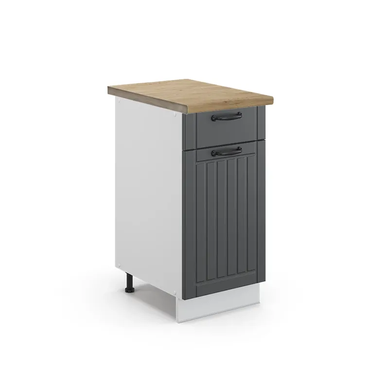 Plată sigură Dulap de bază de bucătărie Fame-Line Casă de țară antracit 40 cm , AP Stejar Vicco