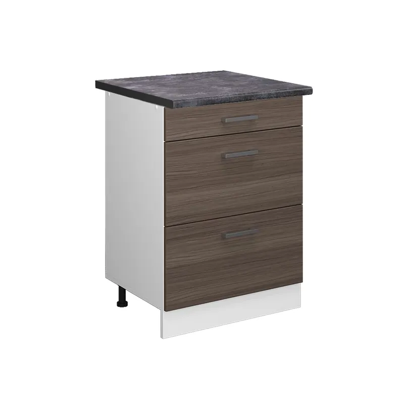Dulap de bază de bucătărie R-Line Gri nobil 60 cm cu sertare, AP antracit Vicco Premium