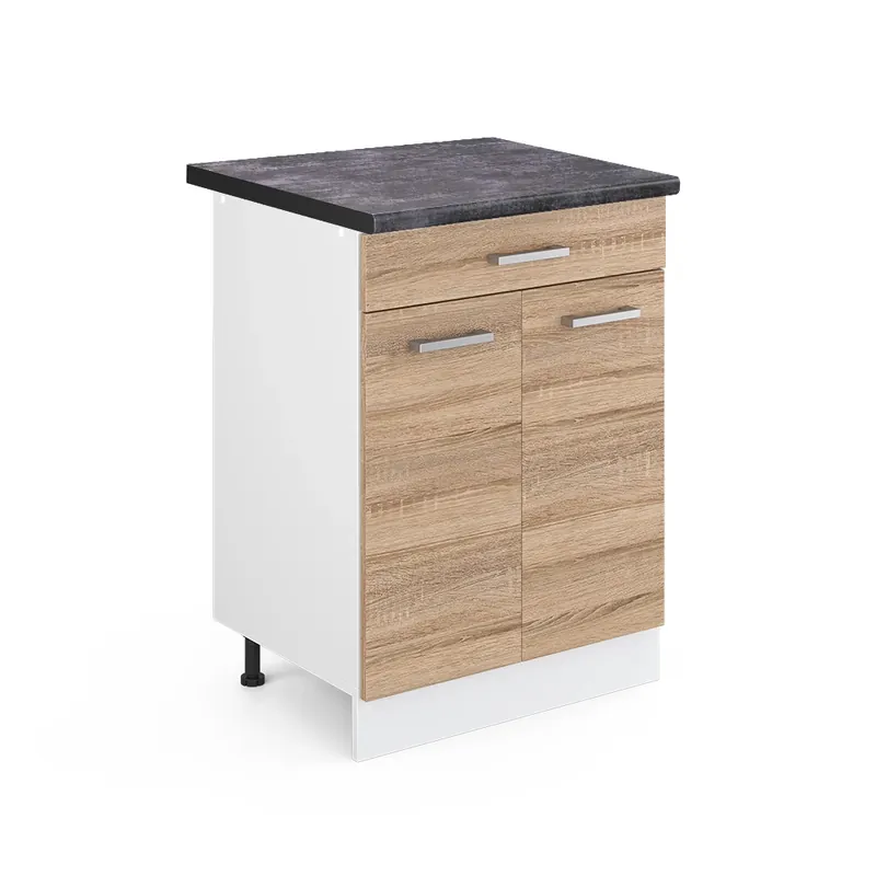 Livrare expres Dulap de bază de bucătărie R-Line Sonoma 60 cm cu sertar, AP antracit Vicco