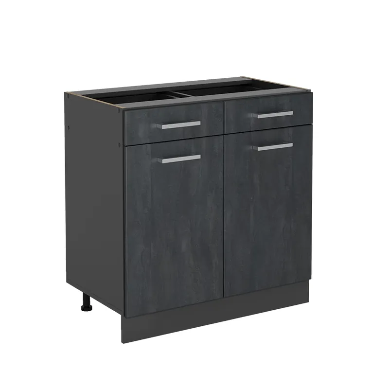 Dulap de bază de bucătărie R-Line Beton negru 80 cm fara blat Vicco Discount