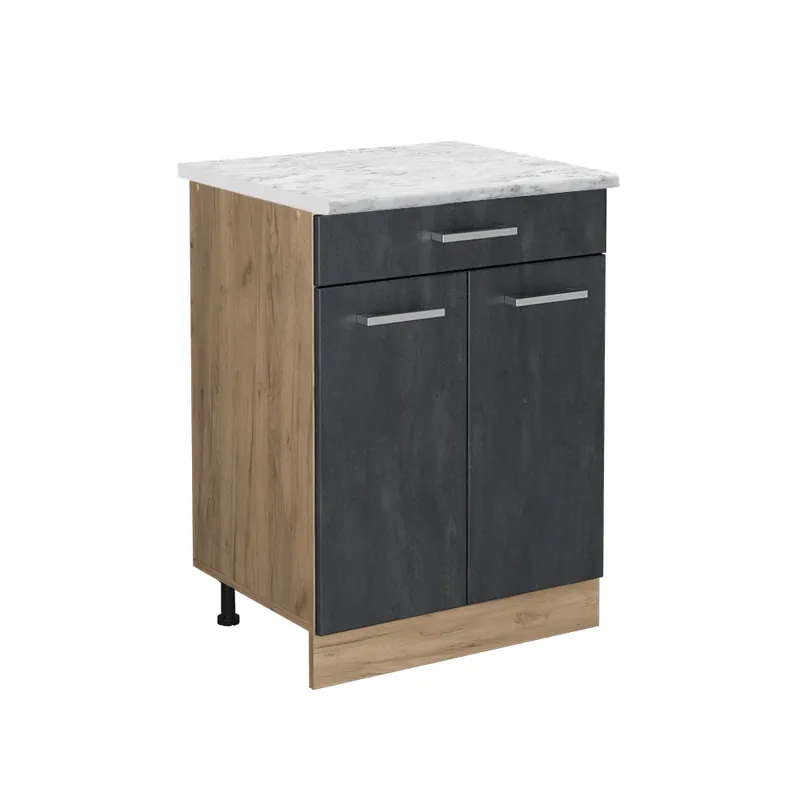 Ieftin Dulap de bază de bucătărie R-Line Beton negru 60 cm marmură AP Vicco