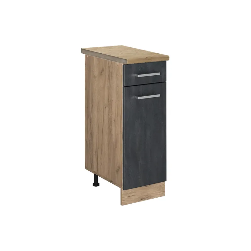 Plată sigură Dulap de bază de bucătărie R-Line Beton negru 30 cm AP stejar Vicco