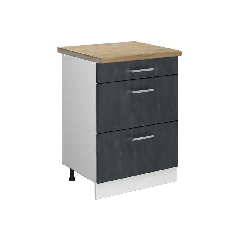 Cumpără acum Dulap de bază de bucătărie R-Line Beton negru 60 cm AP stejar Vicco