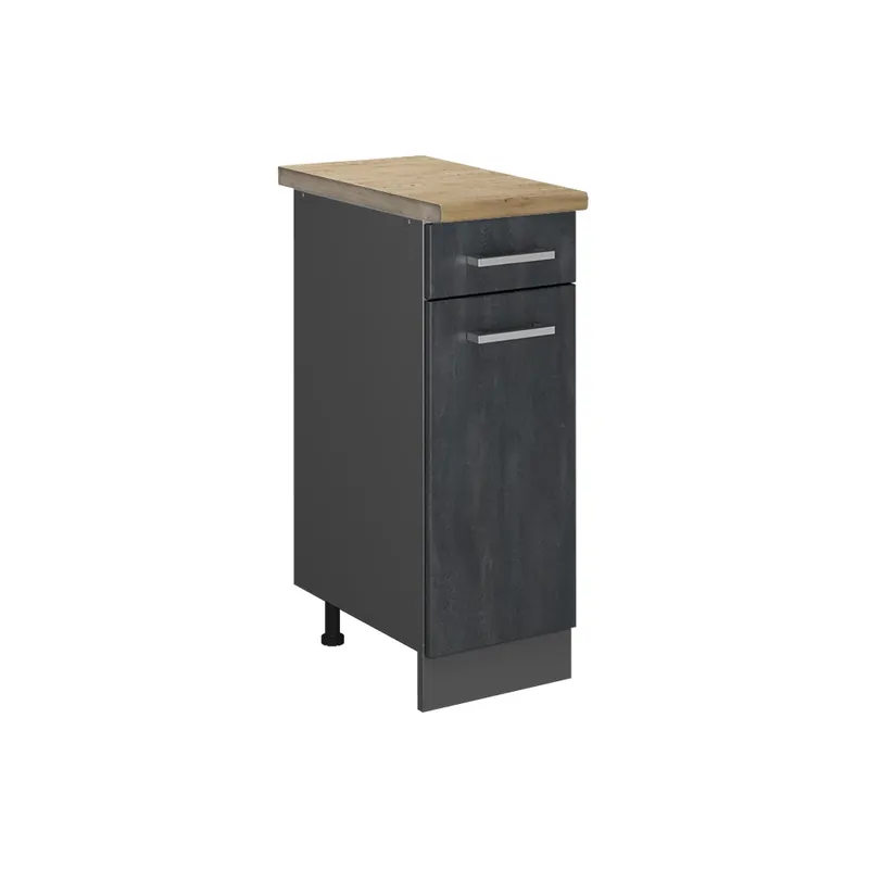 Popular Dulap de bază de bucătărie R-Line Beton negru 30 cm AP stejar Vicco