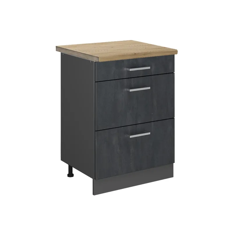 Promoție Dulap de bază de bucătărie R-Line Beton negru 60 cm AP stejar Vicco