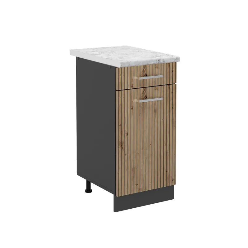 Dulap de bază de bucătărie R-Line Stejar artizanal 40 cm , AP Marmură Vicco Promoție
