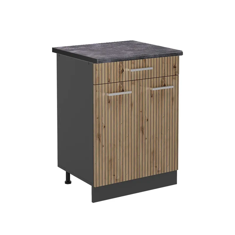 Dulap de bază de bucătărie R-Line Stejar artizanal 60 cm , AP Antracit Vicco Bestseller
