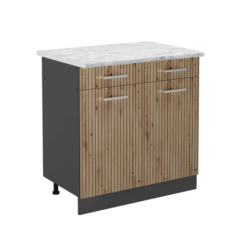 Calitate înaltă Dulap de bază de bucătărie R-Line Stejar artizanal 80 cm , AP Marmură Vicco